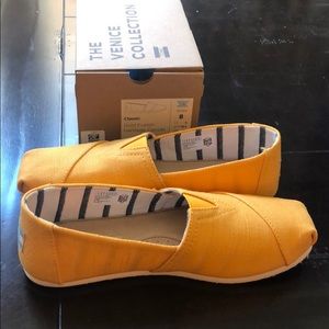 Never worn Toms Classic size 8, Gold Fusion canvas